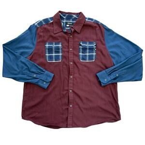 Marmot Flannel Shirt Men 2X Long Sleeve Maroon Navy Mountain Outdoor Lumberjack